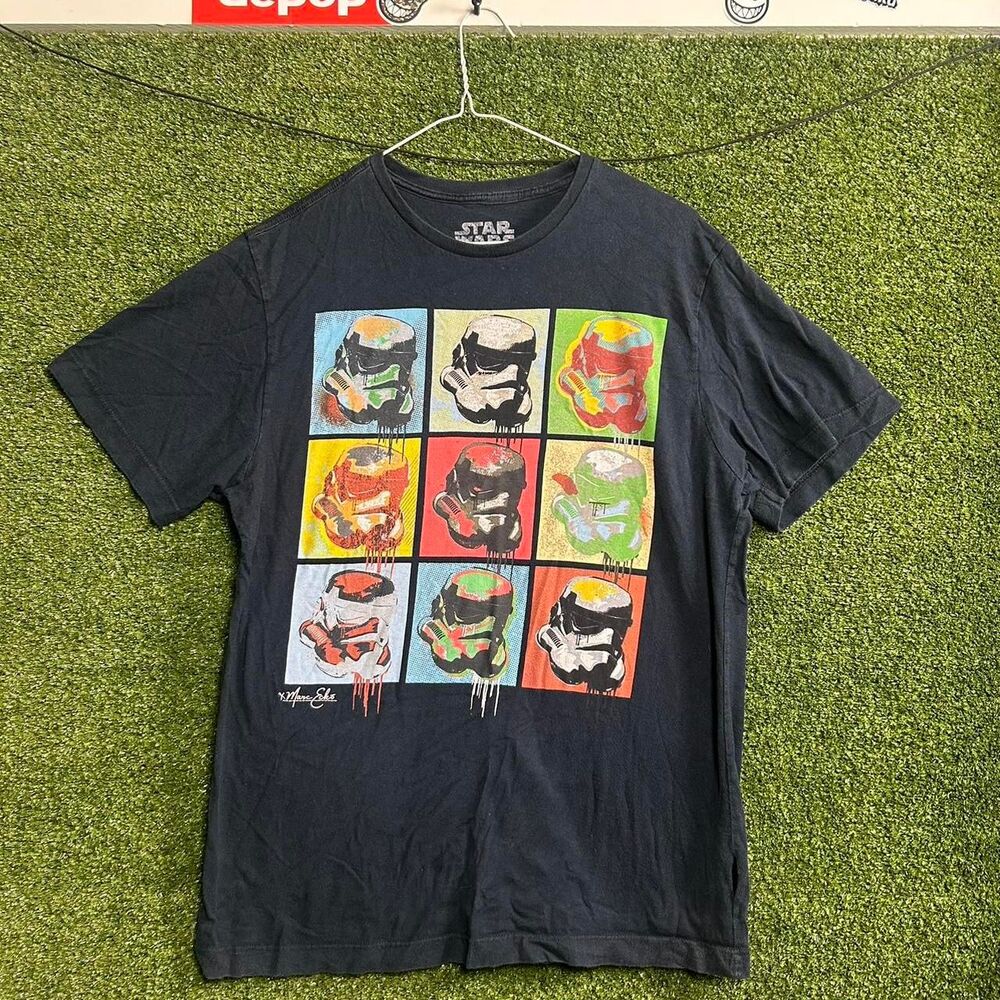 Star-wars Men's Black and Navy T-shirt